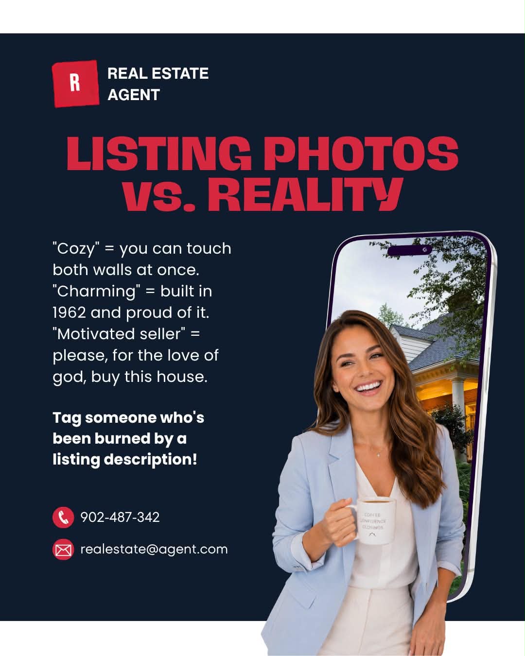 Listing photos vs. reality — realtor humor post
